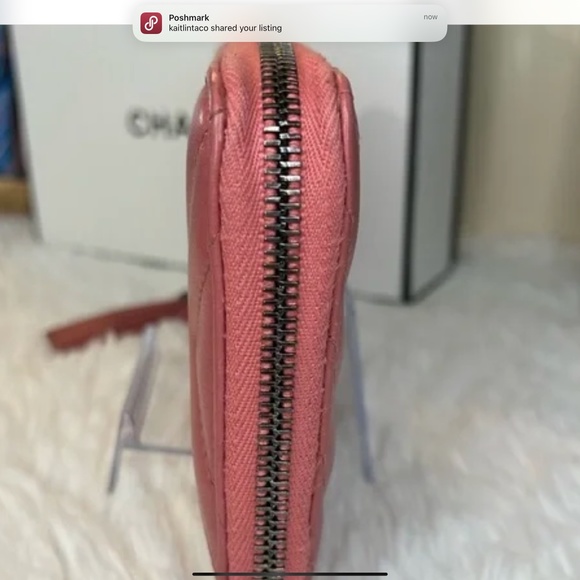 🔥 RARE! CHANEL• Chevron Stitched Tassel Charm Zip Wallet- one of a kind! - Picture 9 of 16